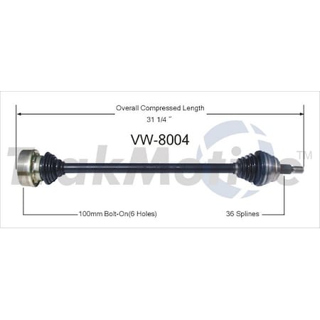 Surtrack Axle Cv Axle Shaft, Vw-8004 VW-8004